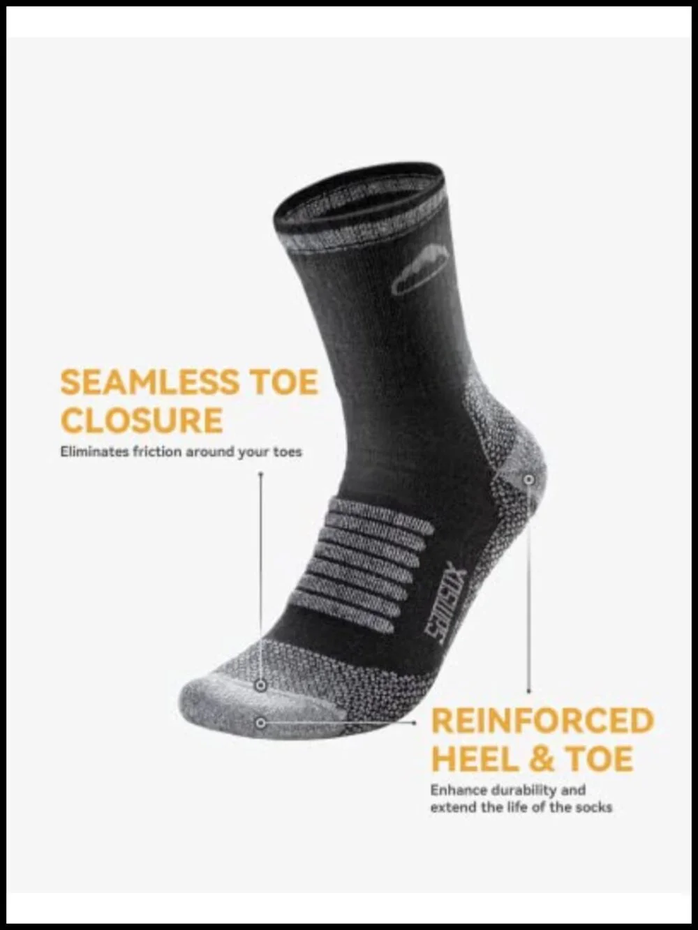 Merino Wool Hiking Socks 2-Pack Moisture Wicking Cushion Crew for Men & Women
